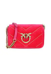 Pinko Women's Love Click Mini VELLUTO + VIT. Handbag, Q83Q_Cherry-Antique Gold
