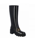 Gucci Womens Women Knee-High Rubber Boot With Horsebit In Black Leather - Size UK 3