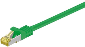 Goobay RJ45 patchkabel S/FTP (PiMF), 500 MHz, med CAT 7 råkabel, grön, 1 m LSZH halogenfri kabelhölje, koppar, RJ45-kontakt (CAT 6A)