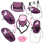 Bayer Design 63637AB Chaise Haute pour Poupon, Porte-bébé pour poupée, Sac, Accessoire, Rose, Prune