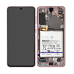 Samsung Galaxy S21 5G LCD-skærm + Batteri - Phantom Pink