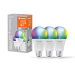 LEDVANCE Smart LED lamp with WiFi Technology, E27-base matt Optics,RGBW Colours Changeable, Light Colour Changeable (2700K-6500K), 1521 Lumen, 100W-replacement, Smart dimmable, 3-Pack