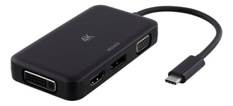 USB-C to HDMI/DP/DVI/VGA adapter, 4K, DP Alt Mode, black