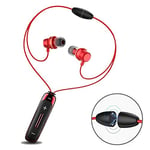 Sport Bluetooth Headset Wireless Stereo Earphone Bluetooth 4.1 Earpiece With Mic Sport Bass Magnetic Necklace Earpiece Ou Rui Ka Ke Ji (Color : Red)
