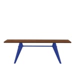 Vitra - EM Table 180, Base Prouvé Bleu Marcoule - Solid American Walnut - Matbord