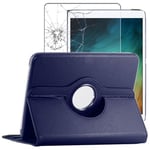 ebestStar Housse pour iPad Pro 12.9 M1 2021, 2020 Support Rotatif 360 PU Cuir , Bleu Foncé + Film VERRE Trempé
