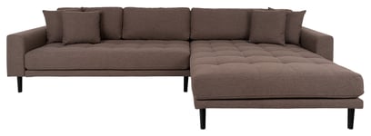 House Nordic Lounge sofa m. Høyrevendt chaiselong, Brun puter og svarte trebein