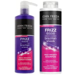 2 X John Frieda Frizz Ease Brazilian Sleek Frizz  Shampoo And Conditioner 500 Ml
