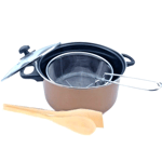 5pc Non Stick Chip Pan Deep Fat Fryer Cooking Pot Frying Basket W Lid Set 24cm