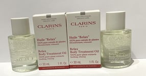 60ml of Clarins Huile Relax Body Treatment Oil 30ml each x 2  100% pure extracts