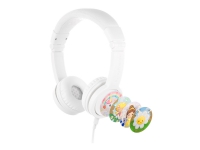 Onanoff BuddyPhones Explore+ - Hörlurar med mikrofon - på örat - kabelansluten - 3,5 mm kontakt - snövit