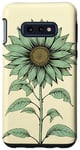 Galaxy S10e Aesthetic Sunflower Line Art Minimalistic Sage Green Case