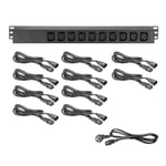 Adam Hall 19'' Power Strip 1 U with 10 IEC Connectors - 87471 IEC