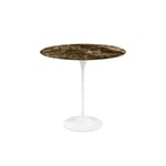 Knoll - Saarinen Oval Table - Småbord, Vitt underrede, skiva i glansig brun Emperador marmor - Vit, Svart - Svart - Sidobord - Metall/Trä