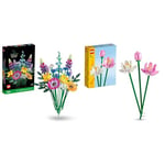 LEGO 10313 Icons Bouquet de Fleurs Sauvages, Plantes Artificielles avec Coquelicots et Lavande & Creator Les Fleurs de Lotus, Kit de Construction pour Filles et Garçons Dès 8 Ans