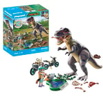 Playmobil 71524 Dinos: T-Rex Trace Path, thrilling search for the Tyrannosaurus Rex, with motorcycle, camera, and real dino bones, sustainable play sets suitable for children ages 4+