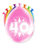 PD-Party 7036517 Happy Fête Ballons | Naturel Caoutchouc (Latex) | Fête d'Anniversaire | Célébration - 40 Ans, Paquet de 8, Multicouleur, 30cm Longueur x 30cm Largeur x 30cm Hauteur