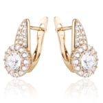 Guld Örhängen i Stål & Vita Swarovski Kristaller - Guldpläterade Guld