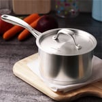 HOMICHEF Matte Polished Nickel Free Stainless Steel Sauce Pan/Sauce Pot with Lid (16 cm, 1.5 Litre) - Cookware Pots and Pans Sets