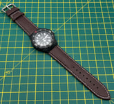 Casio Dive Watch MRW200H. Custom Fitted Brown Leather White Stitching Watch Band