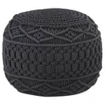 Handgjord sittpuff makramé antracit 45x30 cm bomull