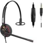 Mobile Phone Headset with Pro Noise Canceling Mic and Call Controls Wired 3.5mm Comfortable Phone Headset for iPhone, Samsung, Computer Business Skype Softphone Call Center Office (800MP)