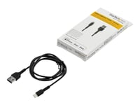 Startech.Com 1M Tålig Svart Usb-A Till Blixtkabel - Tungt, Robust Aramifiber Usb Typ A Till Blixtladdare/Synkron Strömsladd - Apple Mfi-Certifierad Ipad/Iphone 12 - Lightning-Kabel - Usb Hane Rak Till Lightning Hane Rak - 1 M - Dubbelt Skärmad - Sva