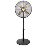 Russell Hobbs 16” Metal Pedestal Fan in Brushed Gold & Black, 3 Speed Settings, Powerful Airflow, Ergonomic Design, Tilt and Oscillating Features, 4 Curved Blades, Up To 2 Years Guarantee, RHMPF1601BG