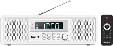 Chaînes Hi-Fi Système Stéréo Stéréo Home Cd, Micro Chaine Cd/Mp3/Usb Fm/Bluetooth Stereo/Auxiliaire/Avec Double 20W Rms,Lecteur Cd Pour La Maison (Blanc)