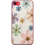 Apple iPhone 7 Transparent Mobilskal Tecknade Blommor