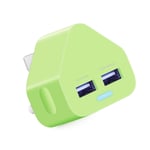 usb plug UK 3 Pin Plug USB Mains Charger Adapter, Dual 2AMP 2000mAh Fast Speed Universal Travel USB Wall Charger (GREEN)