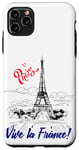 iPhone 11 Pro Max Vive La France - Paris Eiffel Tower Sketch Drawing Design Case
