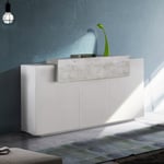 Buffet de Salon 160 cm 3 placards Blanc Gris Corona Side Bronx