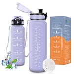 Vikaster Bouteille, Gourde 1.5 Litre, sans BPA, Étanche & Réutilisable, Convient Pour la Gym, Yoga, Camping, Sport, Gourde Randonnée, A-violet Clair
