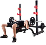 YFFSS Weights Bench, Adjustable Benches Squat Rack Home Bench Multifunctional Weightlifting Bed Gantry Rack Small Barbell Rack Squat Rack Fitness Equipment (with Training Stool)