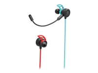 HORI Gaming Earbuds Pro - Hörlurar med mikrofon - inuti örat - kabelansluten - 3,5 mm kontakt - neonröd, neonblå - för Nintendo Switch