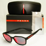 Prada Mirror Black Red Grey Sunglasses Octagon Mens PS 02VS SPS 02V DG0-9Q1