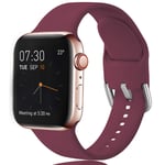 Sichen Replacement Strap Compatible with Apple Watch Strap 44mm 42mm, Soft Silicone Waterproof Bracelet Strap Wrist Bands for Apple Watch SE/iWatch Series 6/5/4/3/2/1,42mm/44mm-S/M, Wine Red