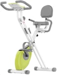 Indoor Cycling Bike Stationary Small Foldable Home Exercise Bicycle Cycle Bike with Ipad Mount Comfortable Seat Cushion Sunny Health Bikes for Exercise-Green
