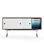 House of Finn Juhl - Sideboard With Tray Unit, Walnut, White/Light Blue, Light Blue Steel, Cold - Sideboards