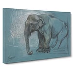 Study Of An Elephant By John Macallan Swan Canvas Print for Living Room Bedroom Home Office Décor, Wall Art Picture Ready to Hang, 30 x 20 Inch (76 x 50 cm)