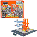 Matchbox Action Drivers Matchbox Park & Play Garage Playset with Lights & Sounds, Plus 1 Car, Push-Around Play Activates Gates, Connects to Other Sets, Gift for Kids 3 & Older, HBL60