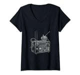 Womens Vintage CB Radio Sketch V-Neck T-Shirt
