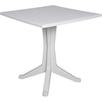 Dmora - Table d'extérieur Trani, Table carrée fixe, Table de jardin polyvalente, 100% Made in Italy, Cm 70x70h72, Blanc