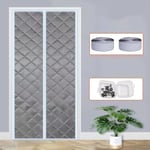 Magnetisk termisk isolerad dörrgardin 100 x 200 cm, robust tjock dörrskärm, grå (100×200) 100*200cm