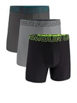 UNDER ARMOUR 3 Pack of Men's 6 Inch Performance Tech Mesh Solid Boxers - Black/Grey, Black, Size M, Men