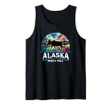 North Pole Alaska Aurora Borealis Moose Souvenir Tank Top