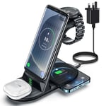 Wireless Charger, ZHIKE 4 in 1 Charger Station with QC3.0 Adapter 10W Fast Charging Compatible with iPhone 13/12/11 Pro Max, Samsung S21/ S10+, Galaxy Watches 4 classic/4 and Galaxy Buds