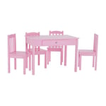 Premier Housewares MDF Kids Table And Chairs Outdoor Pink Childrens Table And Chairs Toddler Table And Chairs Sets Kids Chair Set of 5 64 x 90 x 60
