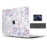 TwoL Housse MacBook Pro 15 Pouces A1398, Ultra Mince Coque Rigide Étui + Clavier Coque de Protection + Film de Protection d'écran pour MacBook Pro Retina 15-15.4 Pouces Purple Peony
